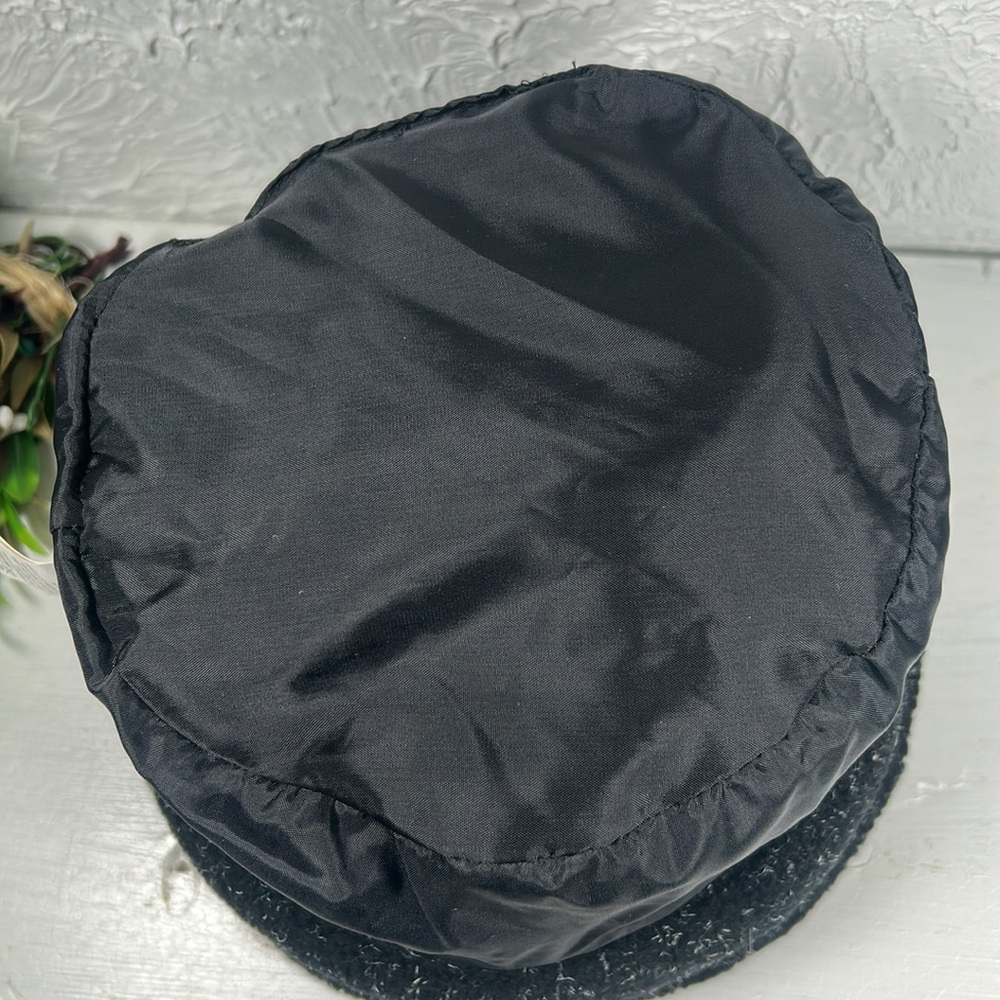 Black Textured Bucket Hat With White  Accents Retro Style Bucket hat - Picture 10 of 15